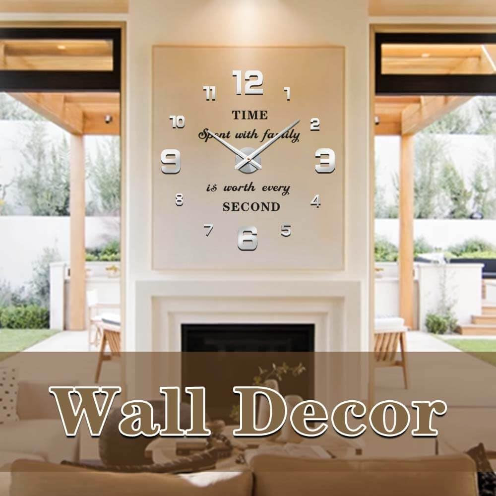 3D Frameless Large Wall Clock - Stylish DIY Home Decor for Living Room, Bedroom, and Office