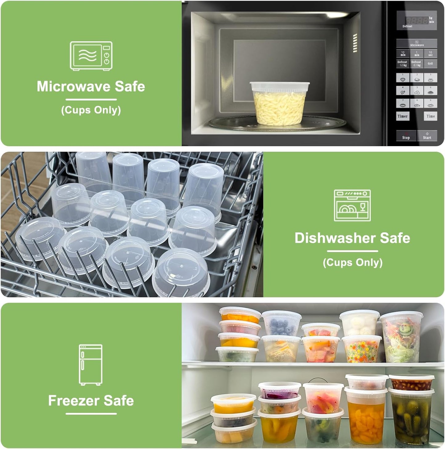 60 Sets of Leak-Proof Deli Containers with Lids - 120-Piece Airtight Food Storage Solution (32/16/8 Oz) - BPA Free, Microwave, Freezer & Dishwasher Safe