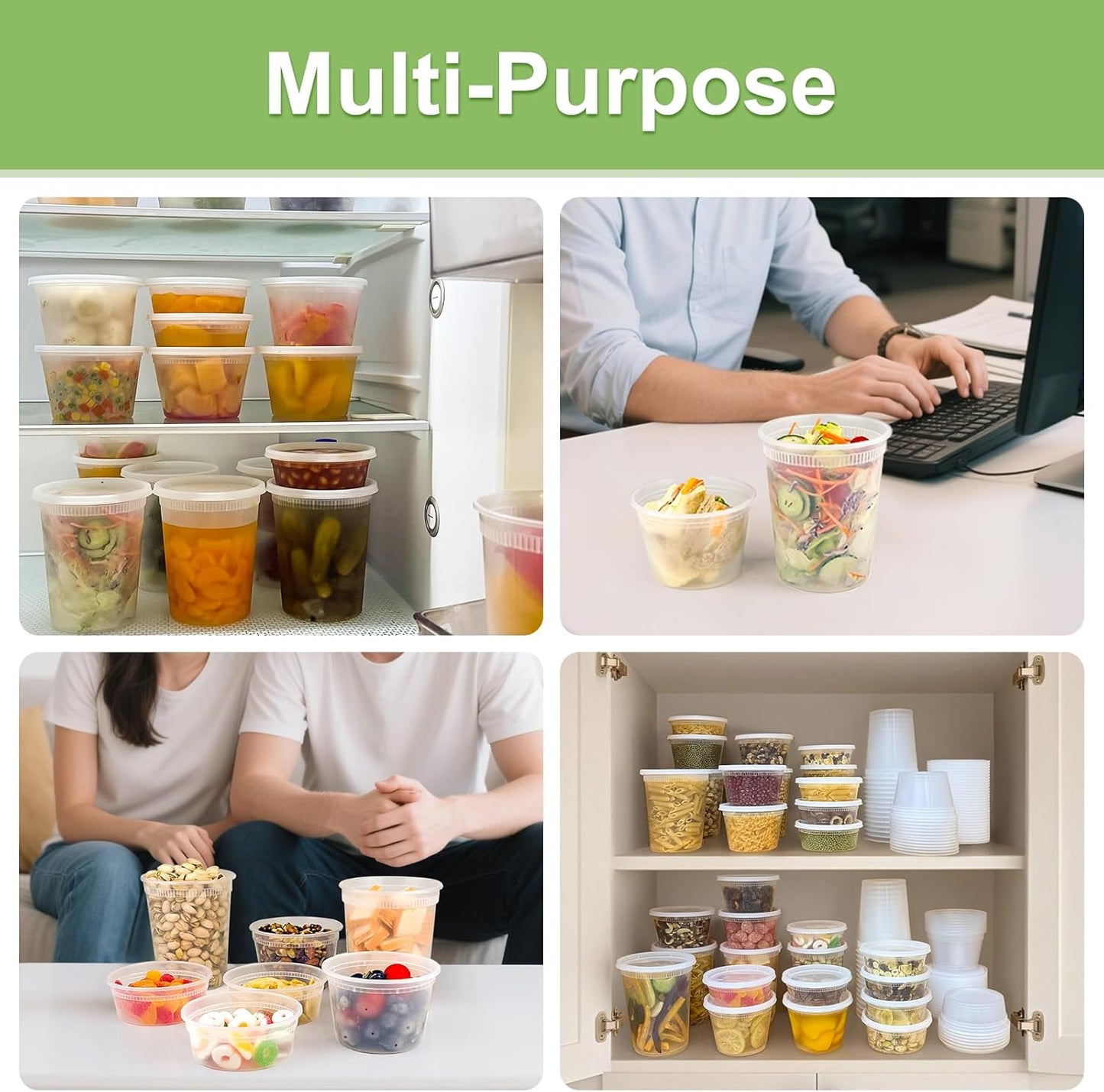 60 Sets of Leak-Proof Deli Containers with Lids - 120-Piece Airtight Food Storage Solution (32/16/8 Oz) - BPA Free, Microwave, Freezer & Dishwasher Safe