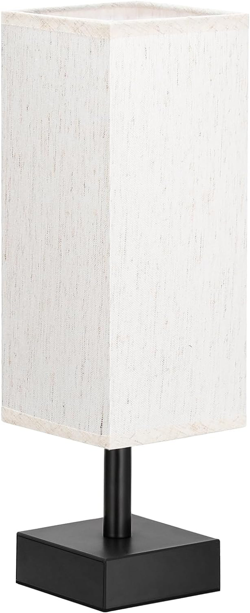 Minimalist Small Table Lamp - Stylish Bedside Light for Bedroom, Kids Room, and Office with Square Fabric Shade