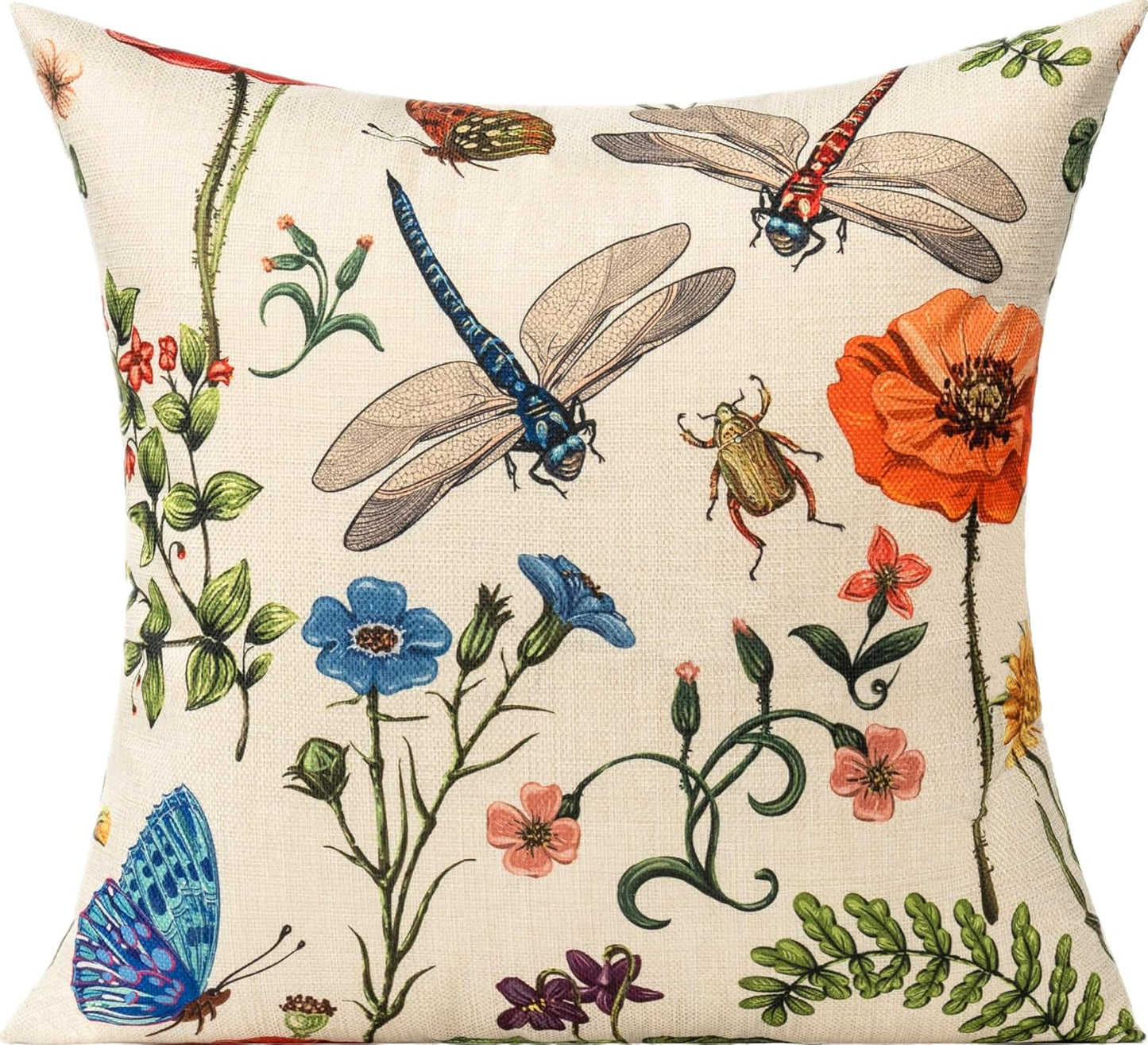 Vibrant Spring Garden Throw Pillow Covers - Set of 4, 18x18 Decorative Cushions for Outdoor Furniture & Farmhouse Style Decor