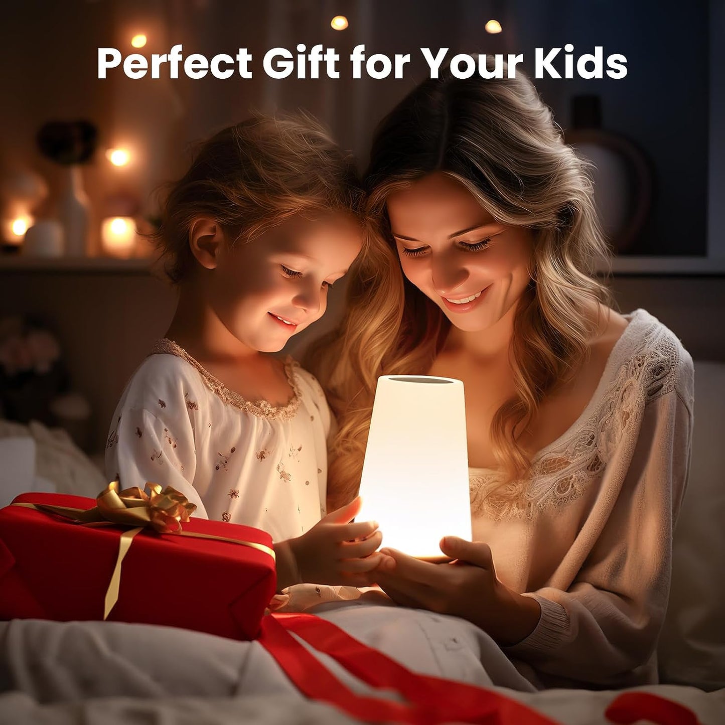 Dimmable Touch Night Light - Portable Bedside Lamp with 5 Brightness Levels & 13 RGB Colors for Nursery, Bedroom & Bathroom