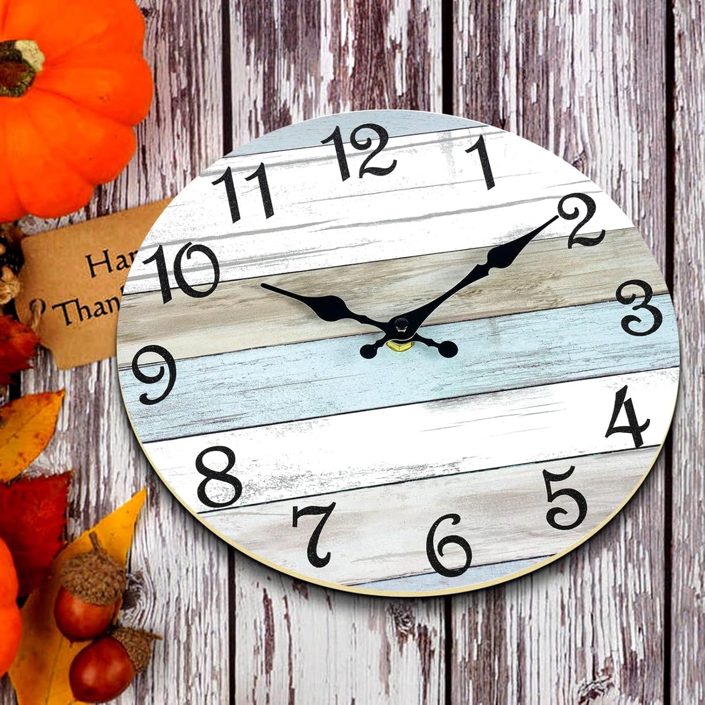 10-Inch Rustic Coastal Wall Clock - Silent Non-Ticking Battery Operated Decorative Timepiece for Bathroom and Kitchen