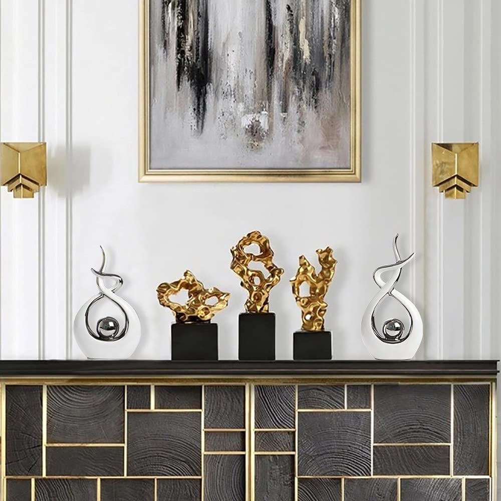 Modern Abstract Ceramic Statue - Elegant Table Decor for Dining Room, Living Room & Office Centerpiece