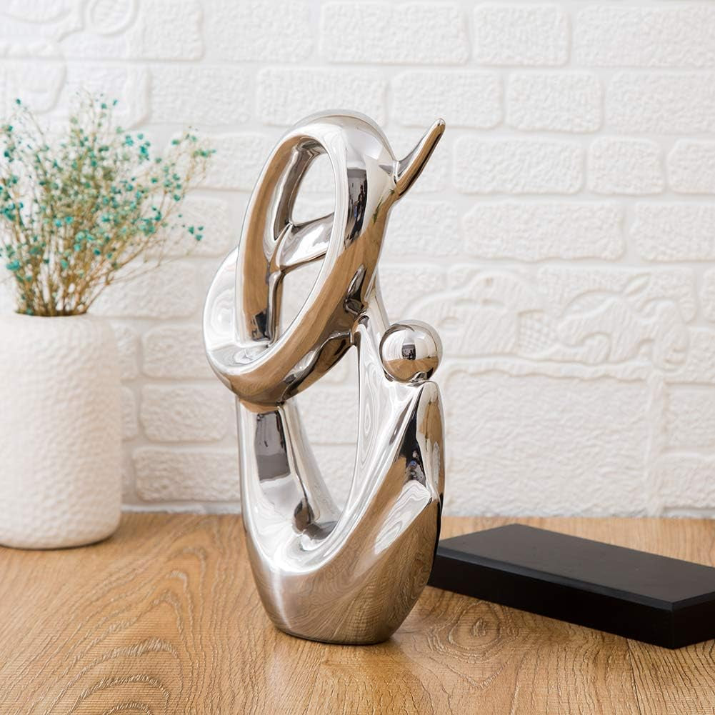 Elegant Silver Ceramic Sculpture - Unique Office Decor & Perfect Gift Idea