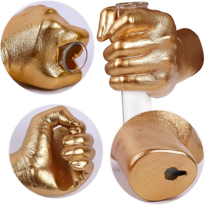 Stunning Gold Wall Sculptures with Hand Vases - Unique Modern Art for Your Home Decor