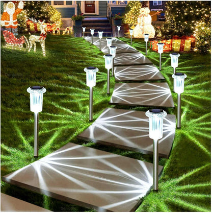 10-Pack Solar Pathway Lights - 6000K LED Waterproof Acrylic & Stainless Steel for Stunning Yard, Garden, and Driveway Illumination