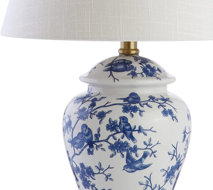 Elegant Chinoiserie 22" LED Table Lamp - Perfect for Bedroom, Living Room, or Office - Includes LED Bulb - Blue/White Design