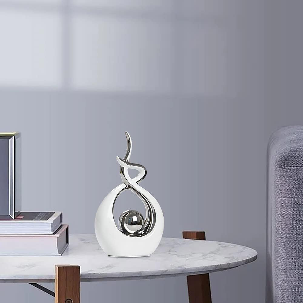 Modern Abstract Ceramic Statue - Elegant Table Decor for Dining Room, Living Room & Office Centerpiece