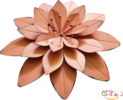 Charming Dusty Light Pink Floral Metal Wall Art Decor - 11.5x2 Inch (Single Piece)