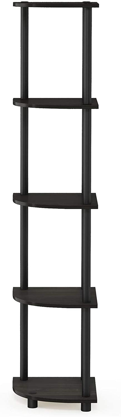 Stylish  5-Tier Corner Display Rack - Versatile Espresso/Black Shelving Unit
