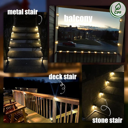 Illuminate Your Outdoors:  16 Pack Solar Deck Lights - Waterproof LED Lights for Stairs, Fences, Yards, Patios, and Pathways (Warm White)