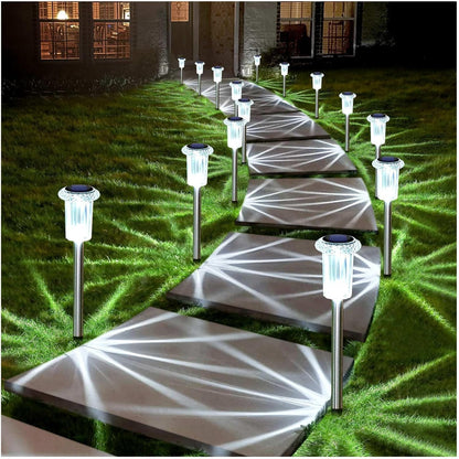 10-Pack Solar Pathway Lights - 6000K LED Waterproof Acrylic & Stainless Steel for Stunning Yard, Garden, and Driveway Illumination