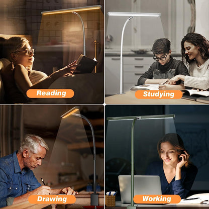 Versatile LED Desk Lamp with Stepless Dimming & Flexible Gooseneck - Eye-Caring Light for Office, Home, and Study (Black)