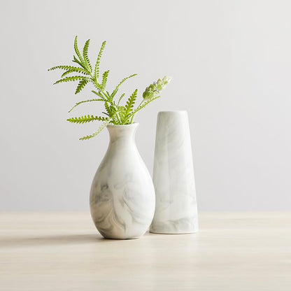 Elegant White Marble Ceramic Bud Vase Jug - Perfect for Home Decor