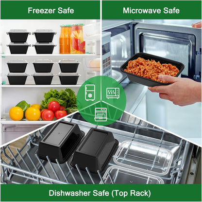 50 Pack of 24 Oz Reusable Meal Prep Containers - Leakproof, Food Safe, Microwave & Dishwasher Safe with Lids for Convenient Food Storage