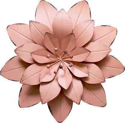 Charming Dusty Light Pink Floral Metal Wall Art Decor - 11.5x2 Inch (Single Piece)