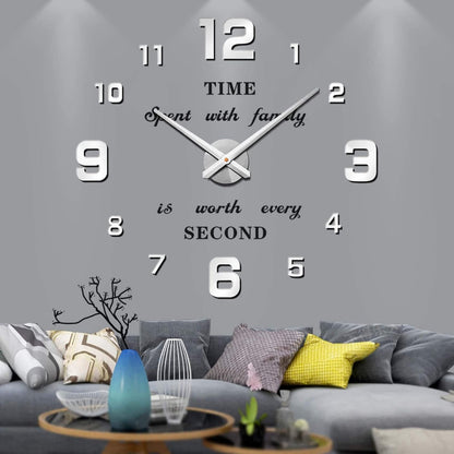 3D Frameless Large Wall Clock - Stylish DIY Home Decor for Living Room, Bedroom, and Office