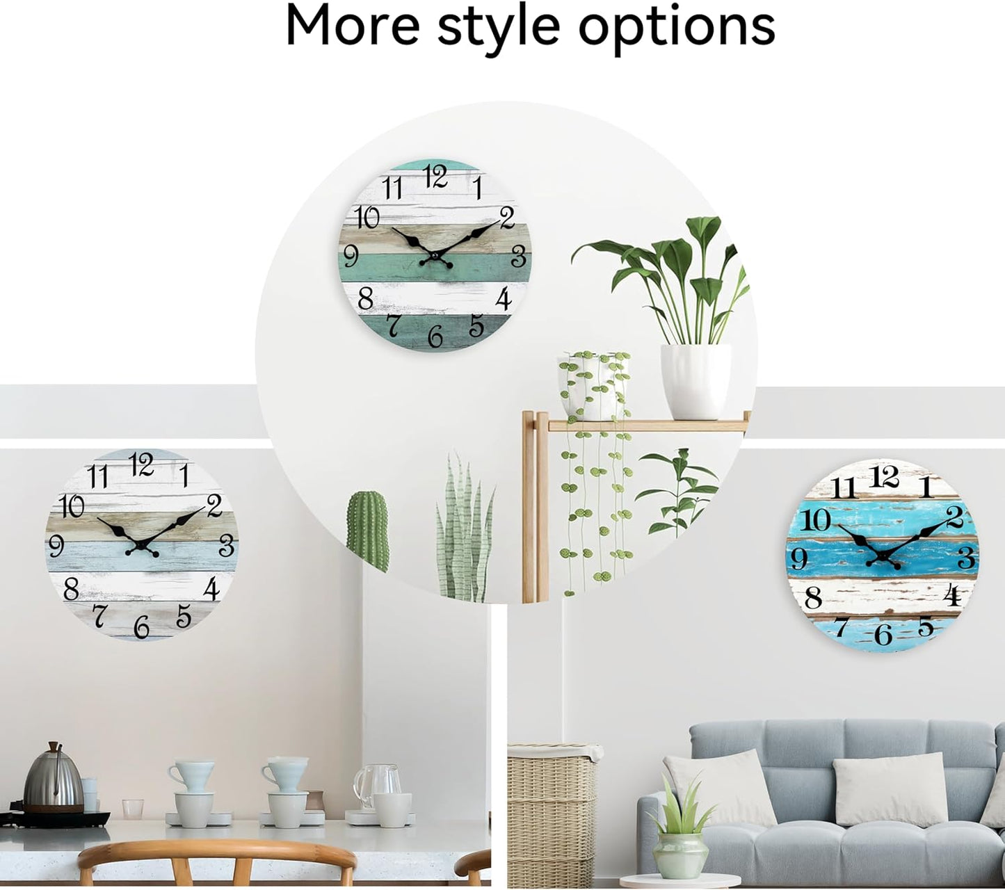 10-Inch Rustic Coastal Wall Clock - Silent Non-Ticking Battery Operated Decorative Timepiece for Bathroom and Kitchen