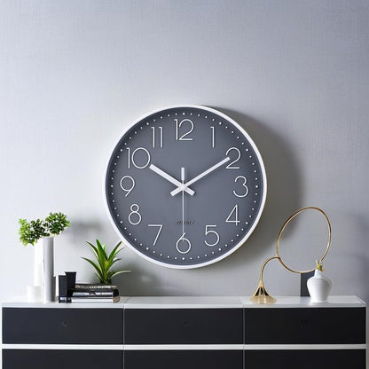 12-Inch Silent Non-Ticking Wall Clock - Modern Round Design for Home, Office, Kitchen, and More