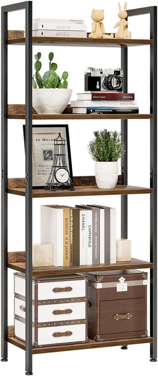 Vintage 5-Tier  Bookshelf - Stylish Home Office & Living Room Storage Organizer