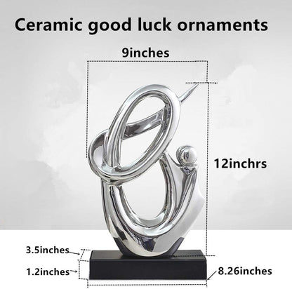 Elegant Silver Ceramic Sculpture - Unique Office Decor & Perfect Gift Idea