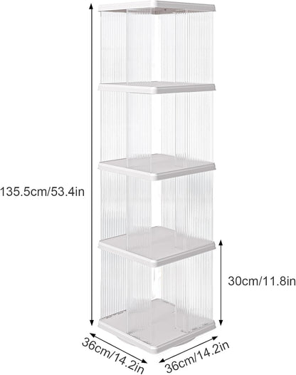Compact 4-Tier Rotating Bookshelf - Perfect Corner Organizer for Small Spaces, 360-Degree Display Bookcase for Bedroom and Living Room