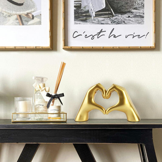 Heart Hands Sculpture - Elegant Gold Decor for Living Room & Bedroom, Perfect Personalized Gift from Daughter, Son, or Wife