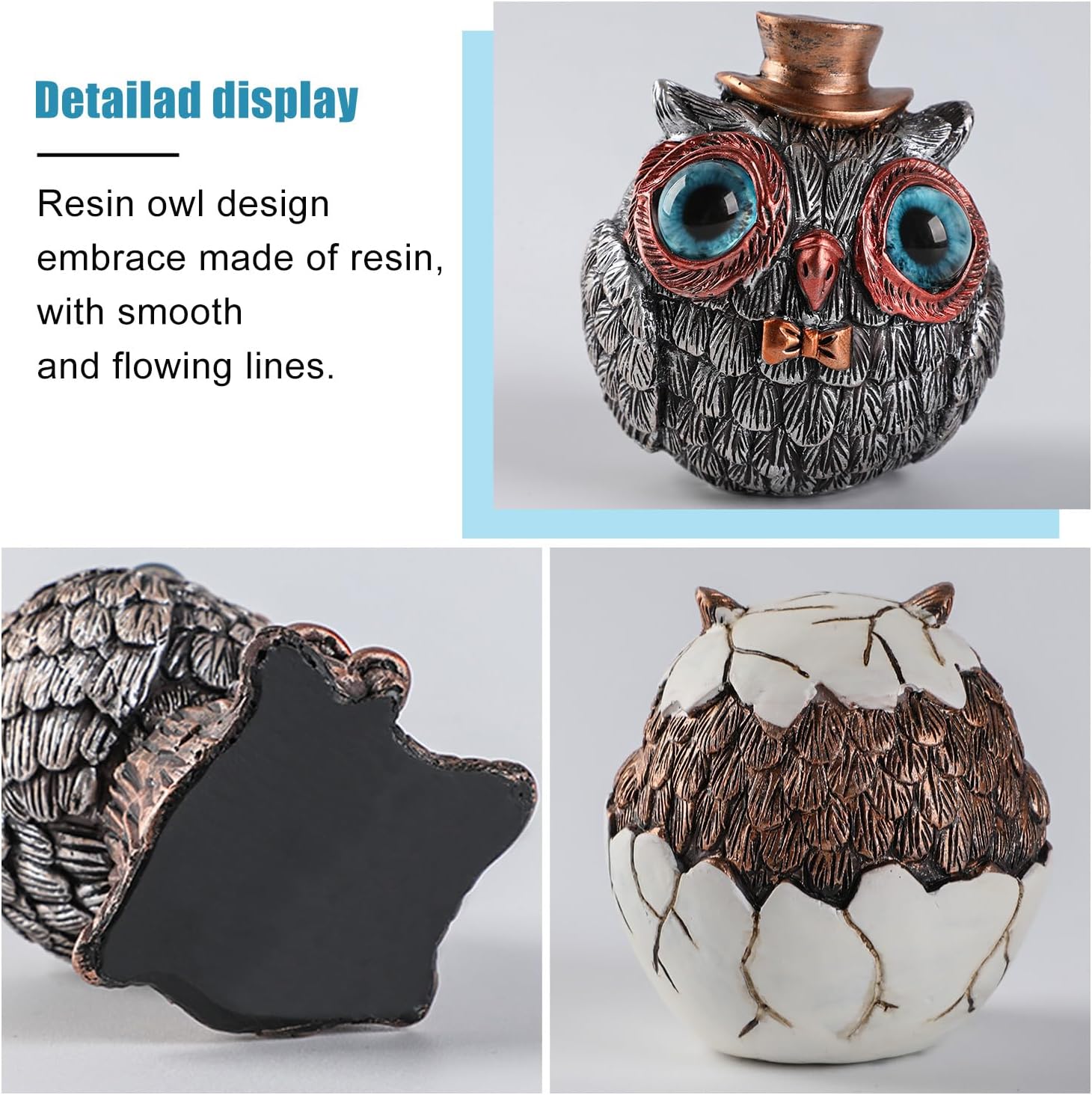 Charming Owl Statue Set - 3 Unique Owl Figurines for Modern Boho Home Decor, Perfect Gift for Women & Bird Lovers