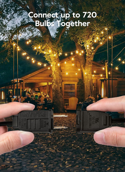 50 Ft Outdoor String Lights - Dimmable LED Patio Lights with Weatherproof G40 Globe Bulbs for Backyard and Porch Decor (25 Bulbs)