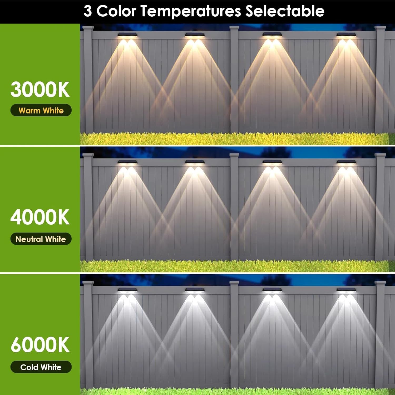 Brighten Your Outdoors with 8 Pack Solar Fence Lights - 3 Color Modes, IP65 Waterproof, Perfect for Patios, Railings, and More!