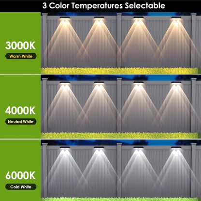 Brighten Your Outdoors with 8 Pack Solar Fence Lights - 3 Color Modes, IP65 Waterproof, Perfect for Patios, Railings, and More!
