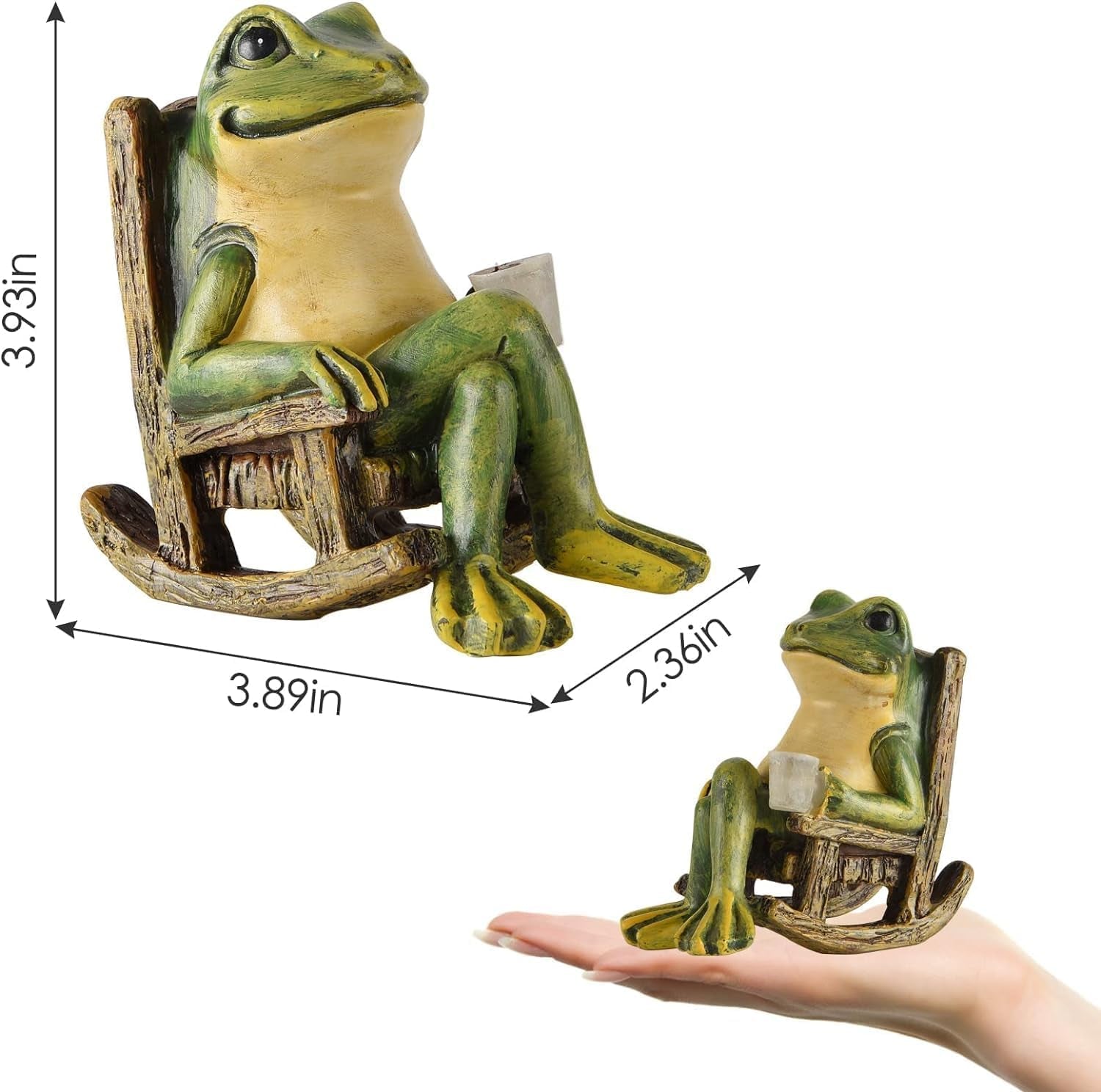 Charming Miniature Frog Garden Statue - Perfect Mom & Dad Gifts for Home Decor, Fairy Garden Accessories, and Outdoor Solar Lights - Ideal Housewarming Ornament for Patio, Yard, and Lawn (3.89"X2.36"X3.93")