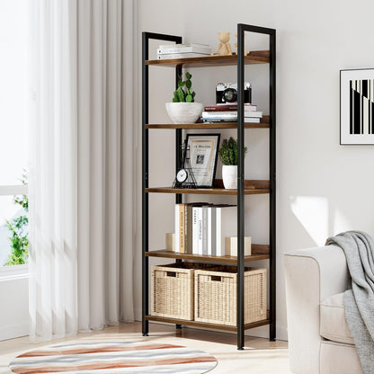 Vintage 5-Tier  Bookshelf - Stylish Home Office & Living Room Storage Organizer