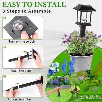 Illuminate Your Outdoors: 12 Pack Waterproof Solar Pathway Lights with Auto On/Off for Garden, Yard, and Patio Decor