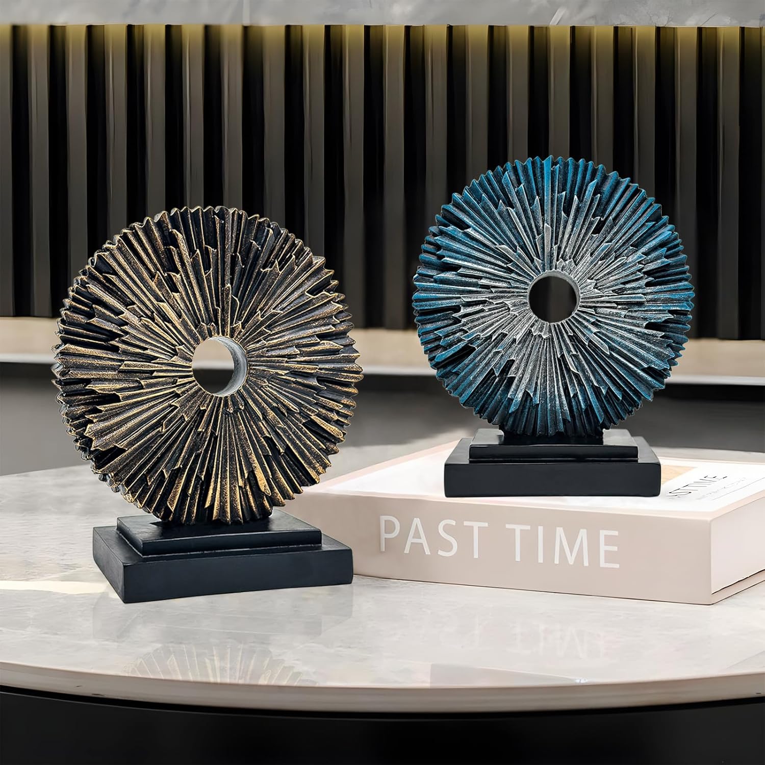 Modern Blue Abstract Sculpture - Stylish Home and Office Decor for Men, Perfect for Bookshelves and Tabletops