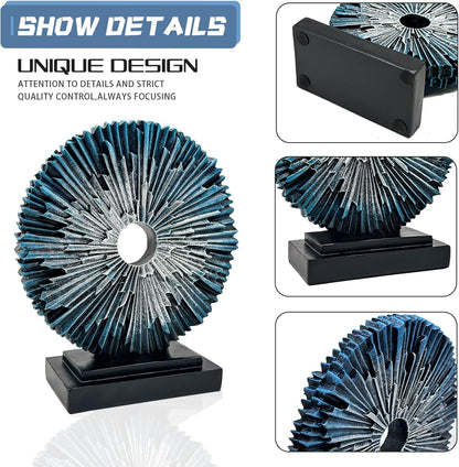 Modern Blue Abstract Sculpture - Stylish Home and Office Decor for Men, Perfect for Bookshelves and Tabletops