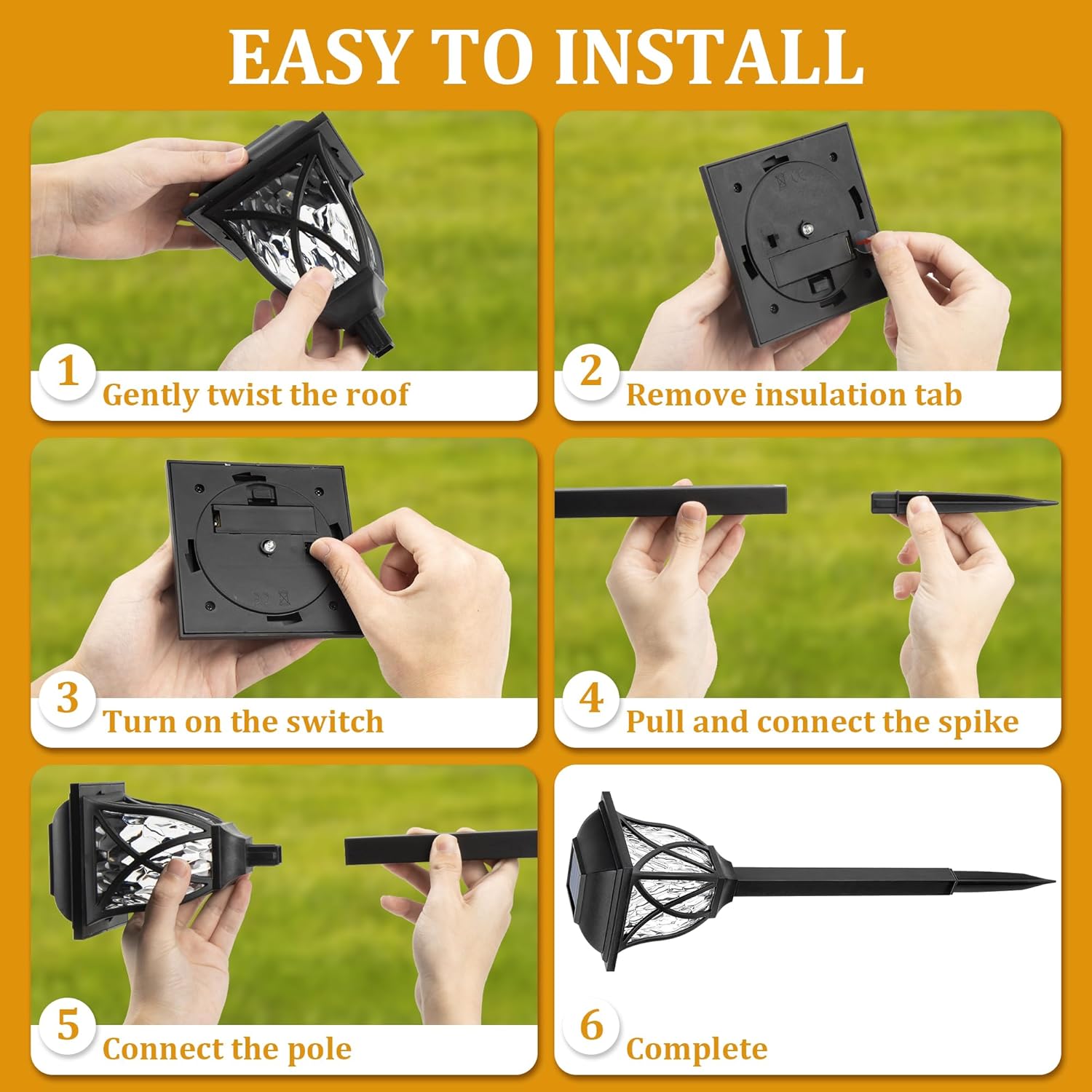 Illuminate Your Outdoors with  6 Pack Solar Garden Lights - Waterproof LED Decor for Yard, Patio, and Walkway (Warm White)