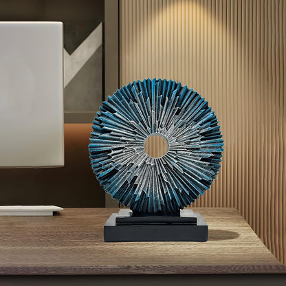 Modern Blue Abstract Sculpture - Stylish Home and Office Decor for Men, Perfect for Bookshelves and Tabletops