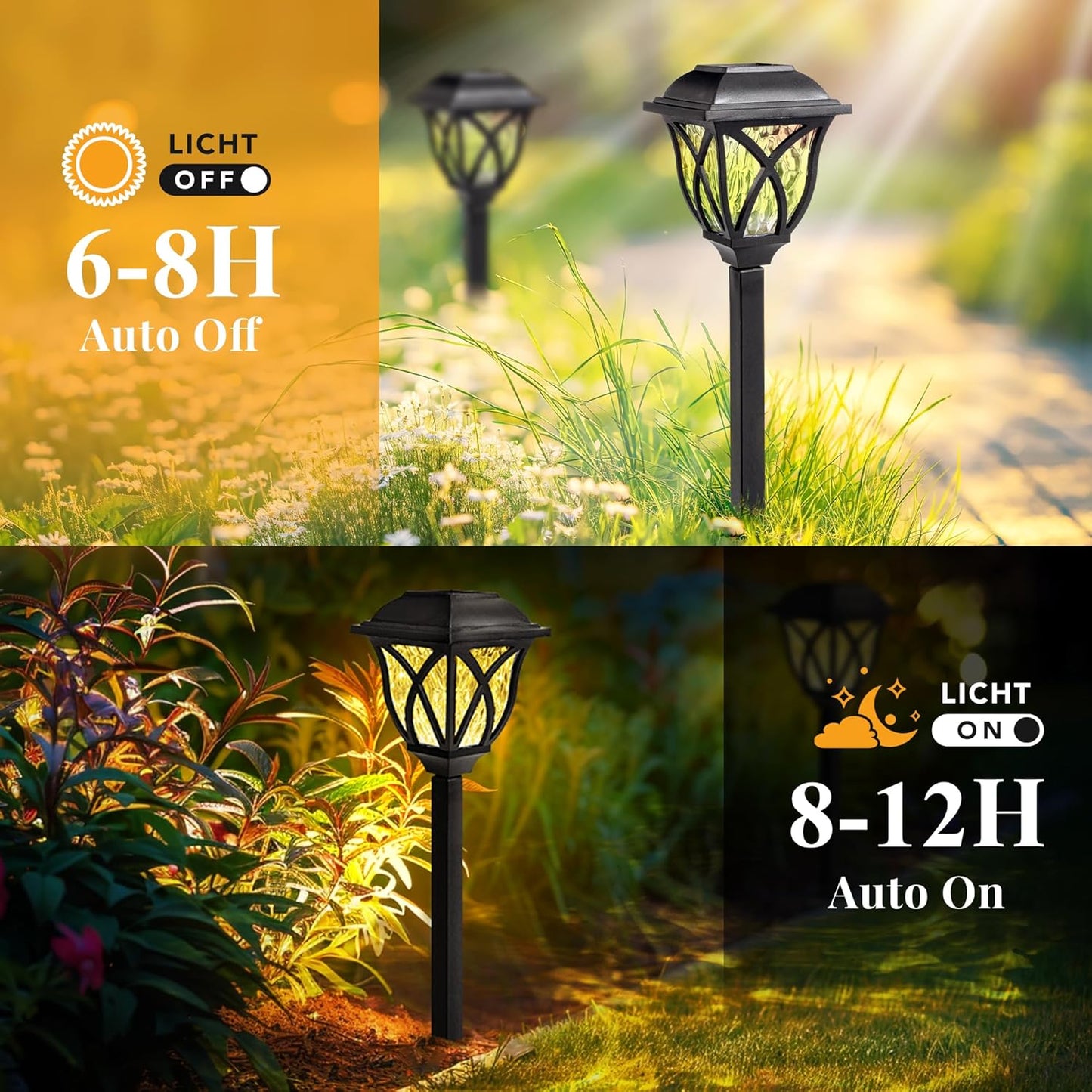 Illuminate Your Outdoors with  6 Pack Solar Garden Lights - Waterproof LED Decor for Yard, Patio, and Walkway (Warm White)