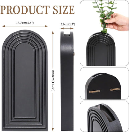 Chic 2 Pack Wooden Wall Vase Set - Stylish Brown Finish for Modern Farmhouse & Boho Decor in Any Space
