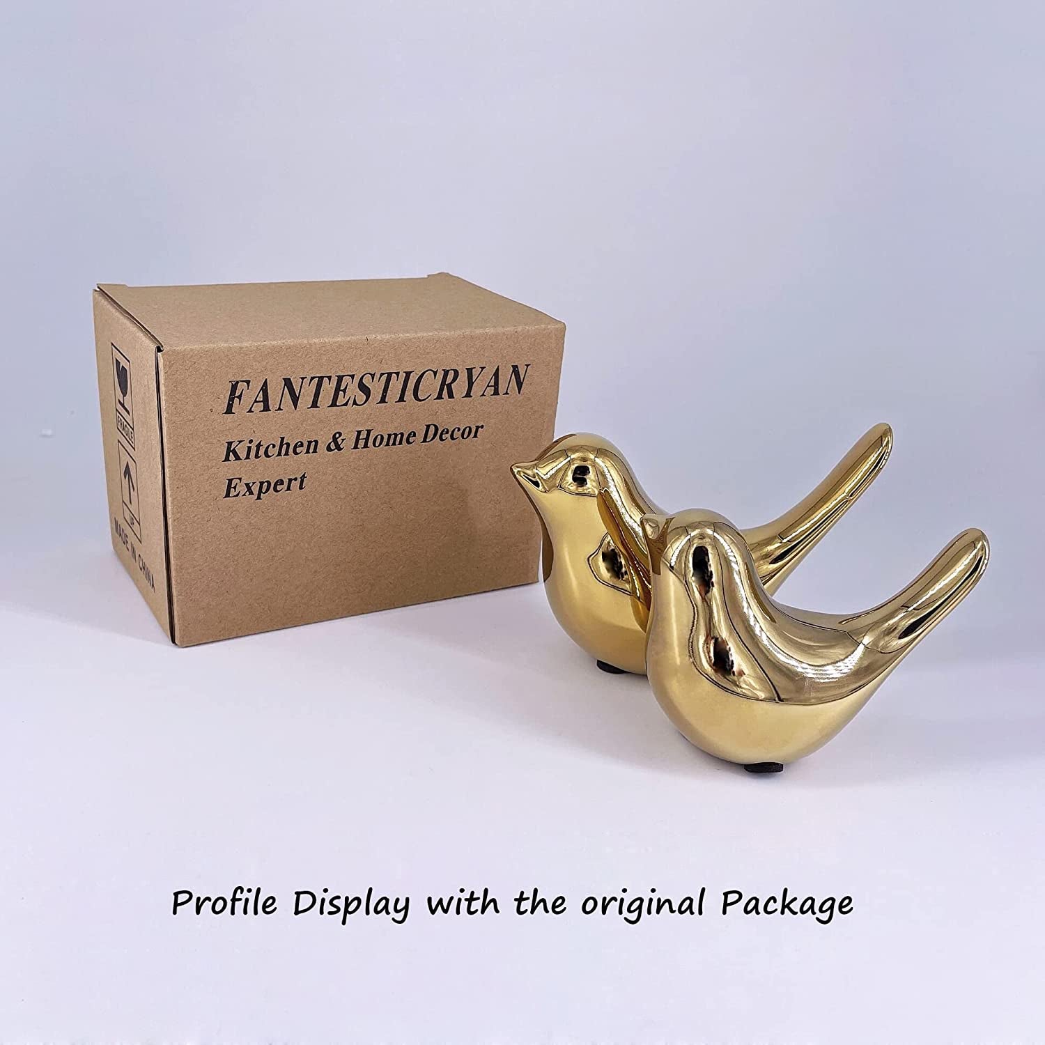 Elegant Gold Small Bird Statues - Modern Decorative Ornaments for Home, Office & Living Spaces