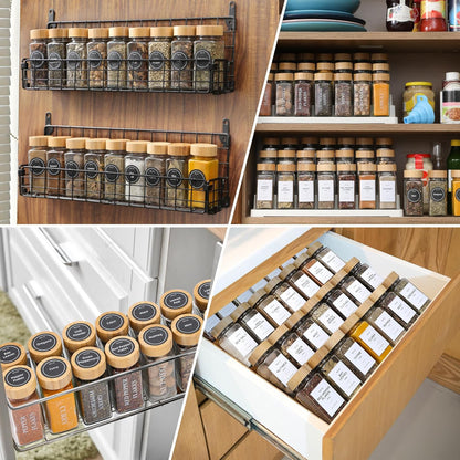 24-Piece Glass Spice Jar Set with Bamboo Lids - 4 Oz Minimalist Jars, Spice Labels, and Collapsible Funnel for Stylish Kitchen Storage