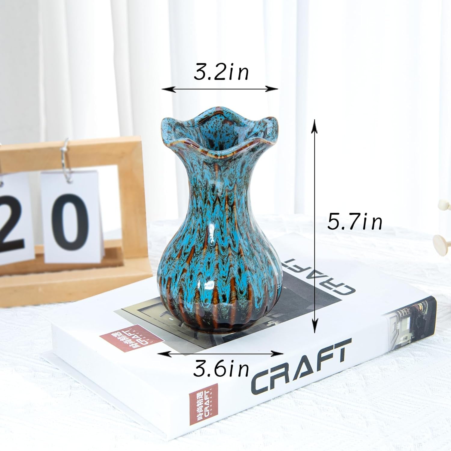 Elegant Blue Ceramic Vase - Modern Small Flower Centerpiece for Home, Office & Special Occasions