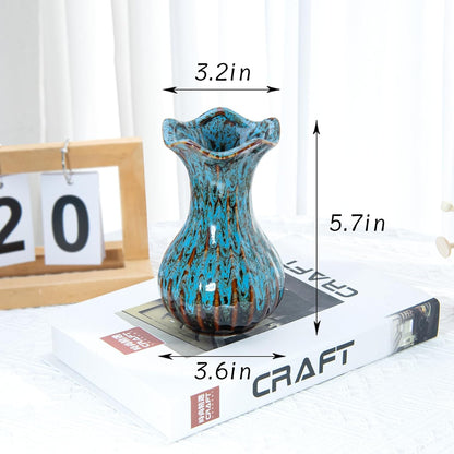 Elegant Blue Ceramic Vase - Modern Small Flower Centerpiece for Home, Office & Special Occasions