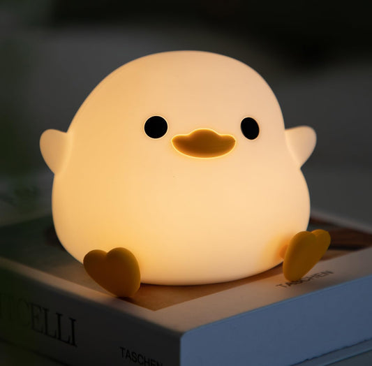 Adorable Pea Duck Night Light - Dimmable Silicone Ducky Lamp for Kids, Rechargeable Touch Bedside Light & Perfect Room Decor Gift