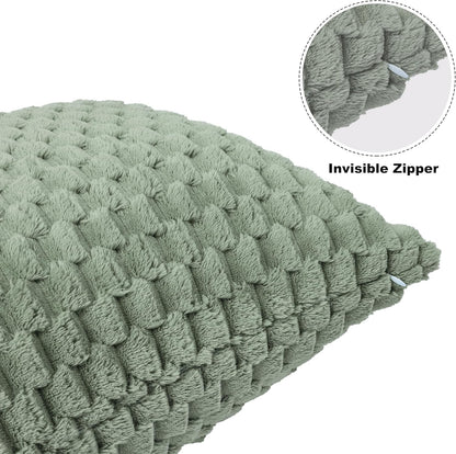 Sage Green Flannel Throw Blanket with Pillow Cover - Cozy 300 GSM Fleece for All Seasons, Perfect for Bed & Sofa (50x71 Inches)