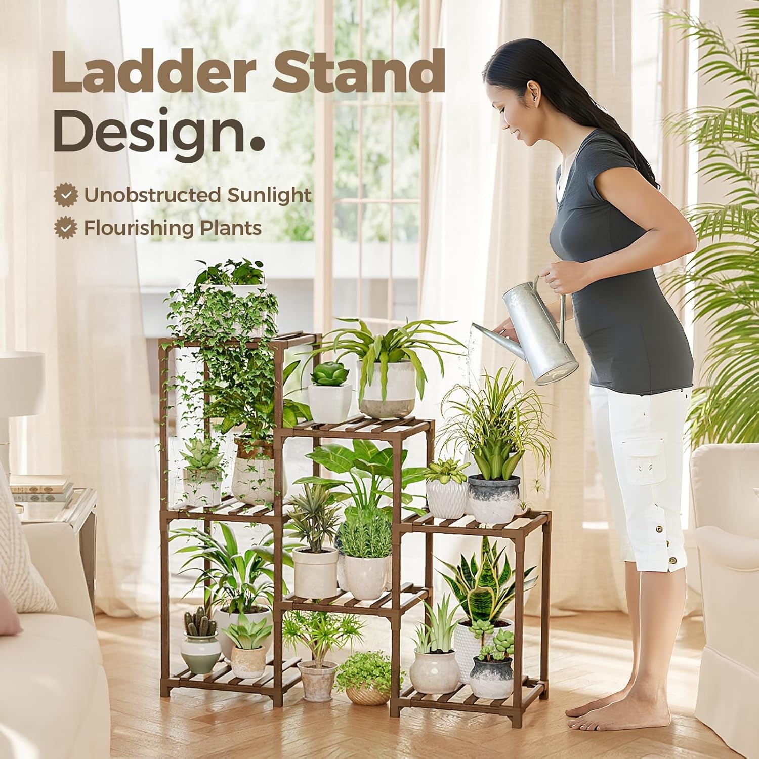 Stylish 3-Tier Indoor & Outdoor Wood Plant Stand - Perfect for Boho Home Decor and Gardening!