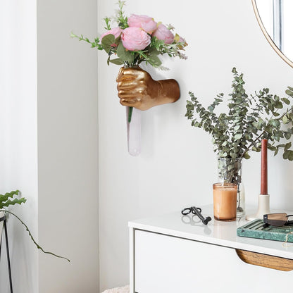 Stunning Gold Wall Sculptures with Hand Vases - Unique Modern Art for Your Home Decor