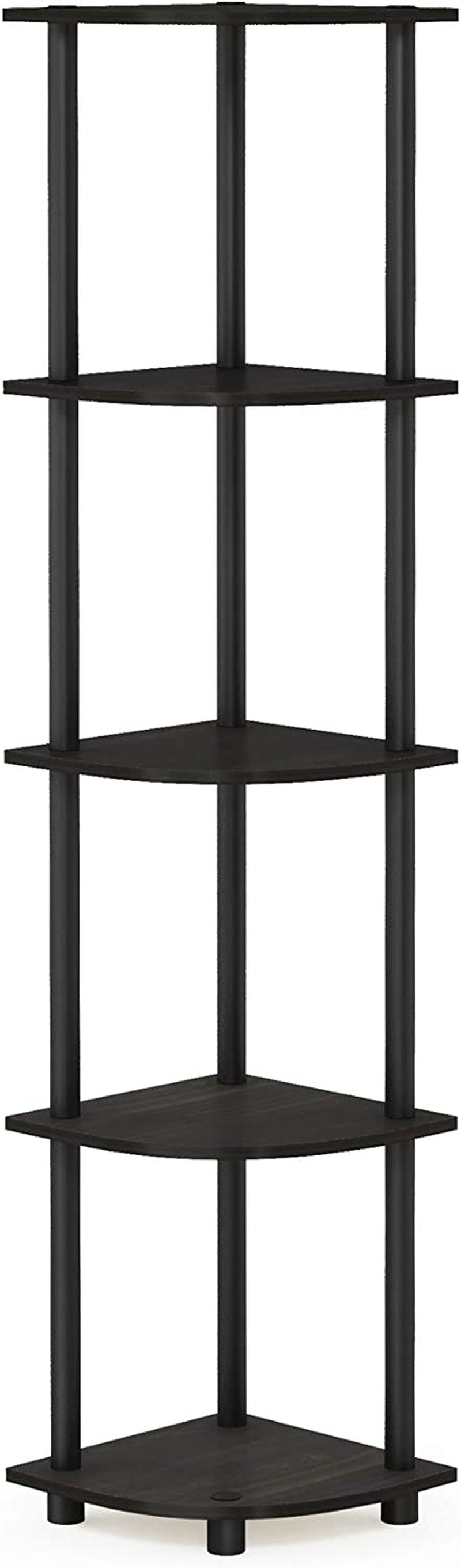 Stylish  5-Tier Corner Display Rack - Versatile Espresso/Black Shelving Unit